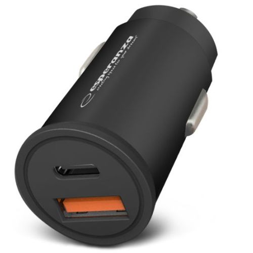 21682 Esperanza EZC111K Auto lādētājs Type C 20W + USB QC3.0 18W