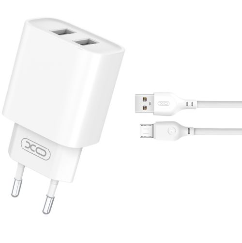348896_oryg XO CE02C Mobilo telefonu lādētājs 2xUSB 2.1A + Micro USB kabelis 1m