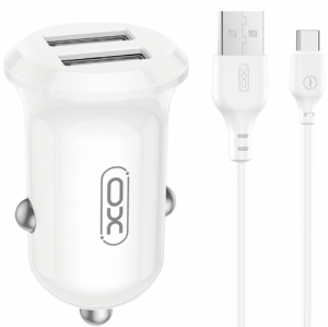 XO CC67 Automašīnas lādētājs 2xUSB 12W + Type C kabelis