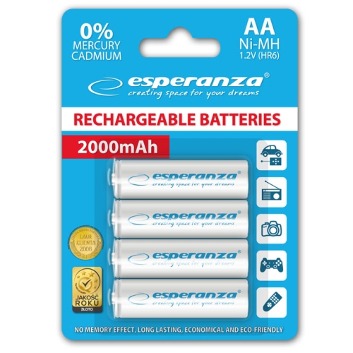 Esperanza-EZA104W Esperanza EZA104W PRECHARGED HR6 2000MAH ALWAYS READY BLISTERA IEPAKOJUMĀ 4GB.