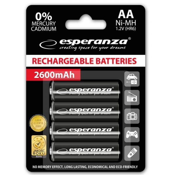 Esperanza-EZA106 Esperanza EZA106 PRECHARGED HR6 2600MAH ALWAYS READY BLISTERA IEPAKOJUMĀ 4GB.