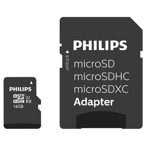 Philips-MicroSD-16GB-class-10 Philips MicroSDHC 16GB class 10/UHS 1 + Adapter