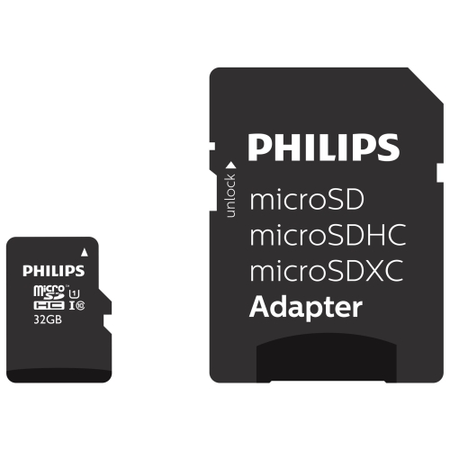 Philips-MicroSD-32GB-class-10 Philips MicroSDHC 32GB class 10/UHS 1 + Adapter