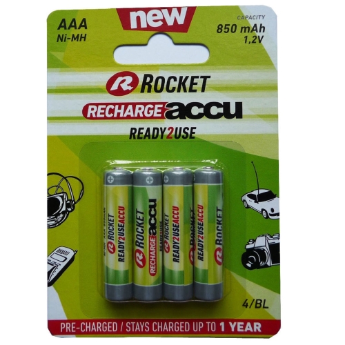 Rocket-RTU-R03-4BB Rocket Precharged HR03 850MAH ALWAYS READY Blistera iepakojumā 4gb.