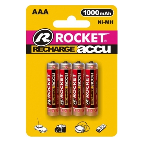Rocket-akku-R03-4BB Rocket rechargeable HR03 1000mAh Blistera iepakojumā 4gb.