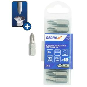 Skruvgriežu uzgali Phillips PH0x25mm, 10gab. plast. karba (18A02PH00-10)