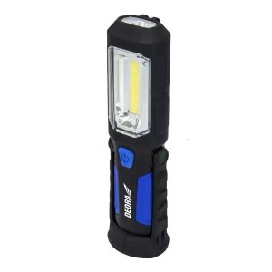Akumulatora lampa, Ni-MH, 3 W COB LED + 1 W LED, USB barošanas bloks 230 V un 12 V,
250 lm, garena ar pamatni, magnetu, aki, darbalaiks aptuveni 4 st. (L1022)