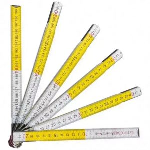 Saliekamais koka metramers, 1 m, CE, berzs, balts/dzeltens (M6001)