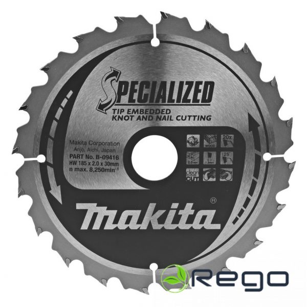 B-09416.jpg Makita Zāģripa kokam ar naglām HM 185x30x20T (B-09416)