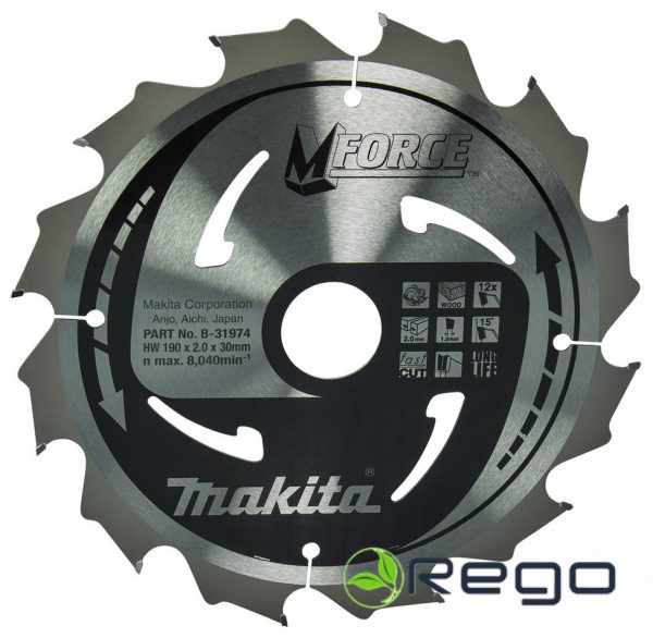 B-31974.jpg Makita T.C.T. Zāģripa M-FORCE 190X2X30mm 15° T12 (B-31974)