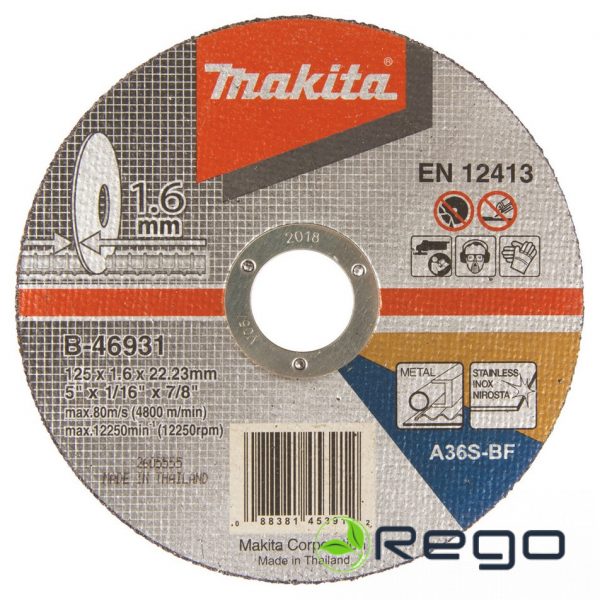 B-46931.jpg Makita Griezripa 125 X 1,6 MM, A36S-BF Inox/tērāuds (B-46931)
