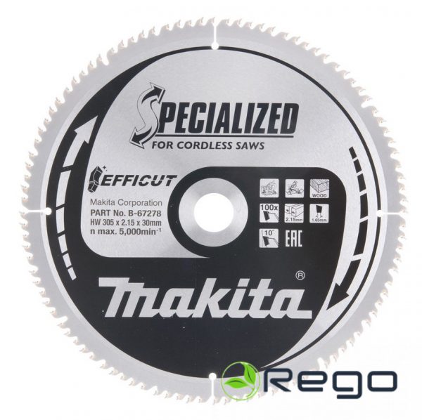 B-67278.jpg Makita Zāģripa EFFICUT 305X2.15X30mm 10° T100 T.C.T. (B-67278)