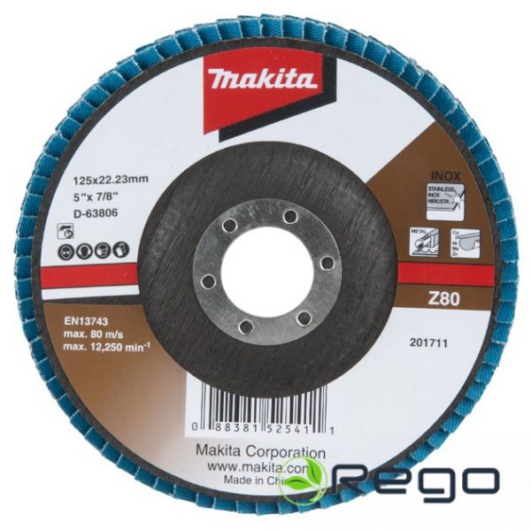D-63806.jpg Makita Lameļu slīpdisks Economy type 125x22.23 Z80 Metālam, Inox (D-63806)