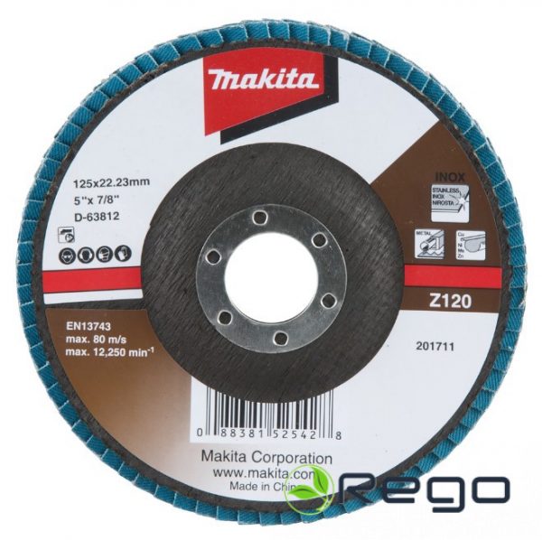 D-63812.jpg Makita Lameļu slīpdisks Economy type 125x22.23 Z120 Metālam, Inox D-63812