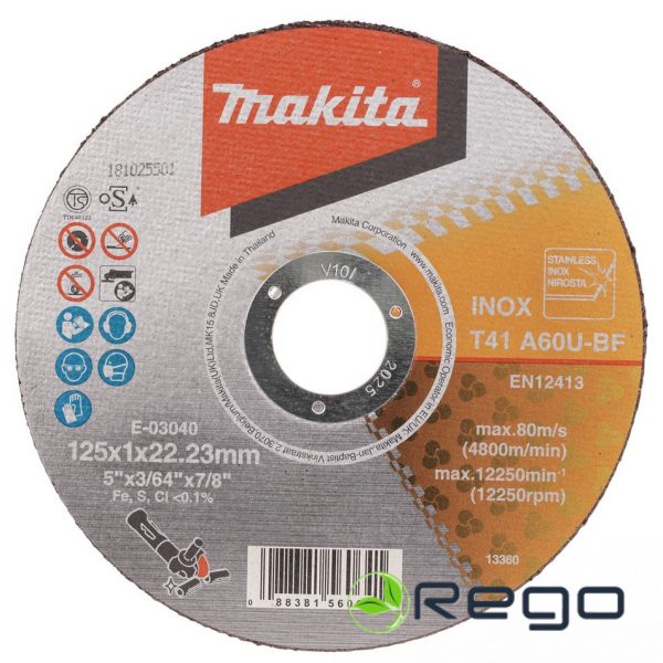 E-03040.jpg Makita Griezripa 125 x 1.0mm Inox/tērauds (E-03040)