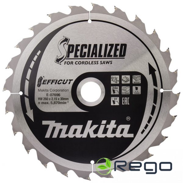 E-07696.jpg Makita Zāģripa kokam 260x2.15x30mm 23° T24 EFFICUT T.C.T. (E-07696)