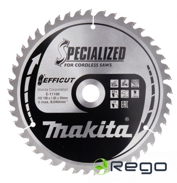 E-11156.jpg Makita Zāģripa kokam 190x1.85x20mm 10° 45z EFFICUT (E-11156)