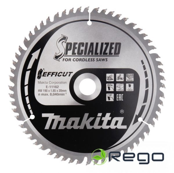 E-11162.jpg Makita Zāģripa kokam 190x1.85x20mm 10° 60z EFFICUT (E-11162)