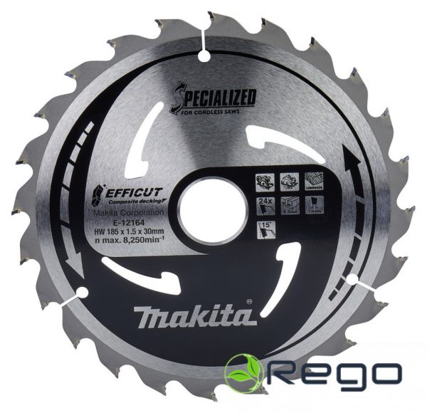E-12164.jpg Makita Zāģripa kompozīt materiālam 185X1.5X30mm 15° T24 EFFICUT (E-12164)