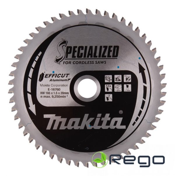 E-16760.jpg Makita Zāģripa alumīnijam, 165 x 20 mm, 54T, EFFICUT T.C.T. (E-16760)