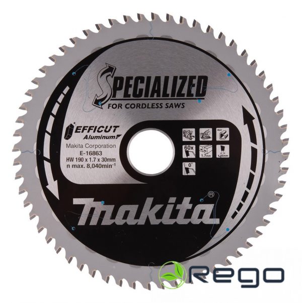 E-16863.jpg Makita Zāģripa alumīnijam, 190 x 30 mm, 60T, EFFICUT T.C.T. (E-16863)