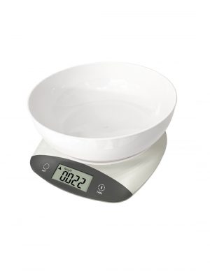Virtuves svari ar bļodu  Rosberg R51651Q, 5kg., 2xAAA baterejas, LED displejs, pelēks krāsa