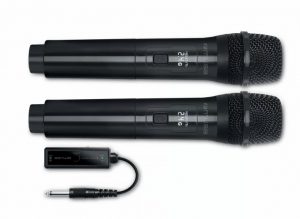 Divi bezvadu mikrofoni (2 gab. komplektā) ar RF 2,4 GHz pārraidi, MUSE, MC 50 W