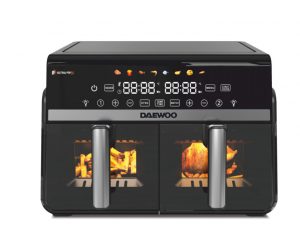 Daewoo DAF 2X110 dubultais karstā gaisa friteris, 1100 W + 1100 W, LED displejs, 5 L + 5 L ietilpība