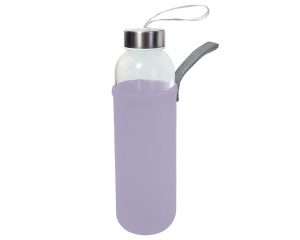 Dzeramā pudele ar neoprēna pārvalku, 500 ml, stikla, ceriņu krāsā, 52021, Michelino