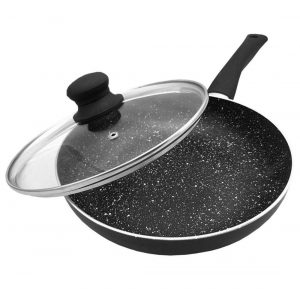 Panna ar vāku, alumīnijs, Ø26cm, melns marmors KINGHoff KH 3958