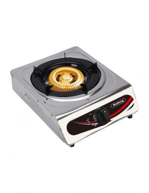 Vienrinķa gāzes plīts Rosberg R51454A, 30 mbar, Nerūsējošā tērauda, Čuguna deglis