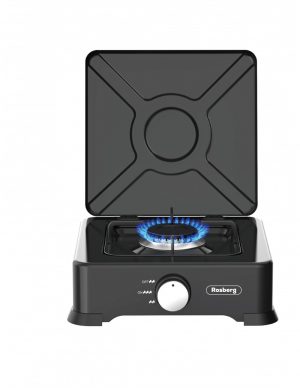 Vienriņķa gāzes plīts ar vāku Rosberg R51454E1, 30 mbar2,2 kWh, melnais ogļu tērauds, lieta alumī