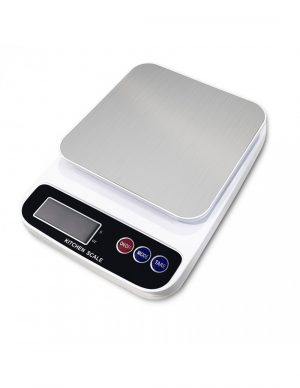 Virtuves svari Rosberg R51651P, 5kg., 2xAAA batarejas iekļautas LED displejs balts ar melnu