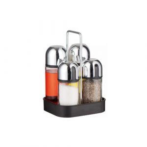 5 daļu stikla un tērauda galda garšvielu komplekts, 160 ml, KingHoff, KH 1647