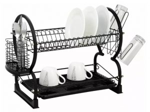 Trauku balsts - metāla trauku žāvētājs, 2 līmeņu, melns Kinghoff KH 1500