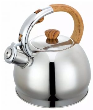 Tējkanna ar svilpi, 2L. Koka apdares rokturis Kinghoff KH 3782