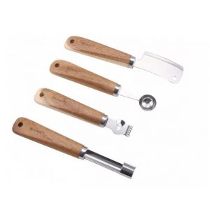 4 elementu komplekts augļiem no nerūsējošā tērauda un akācijas masīvkoka Kassel 93707