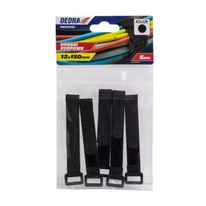 Velcro saites, 12 x 150 mm melnas, 5 gab. (11RC12151)