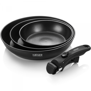 Haeger PA-C04.021A Easy Fit Pans Pannu komplekts ar noņemamu rokturi 3gb