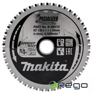 Makita Zāģripa EFFICUT METAL 136X1.1X20mm 0° T45 T.C.T. (B-69272)